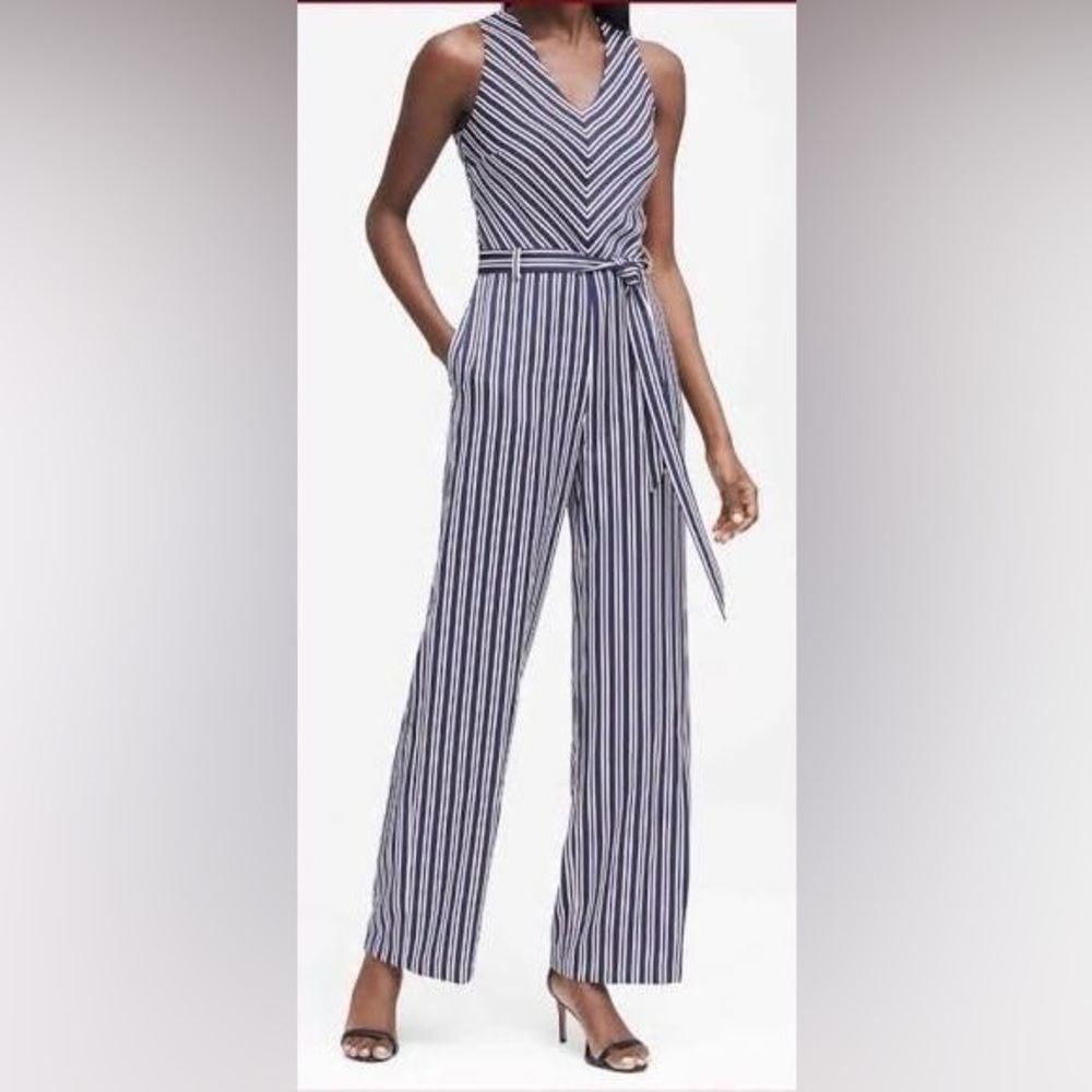 Banana Republic Striped Sleeveless Jumpsuit - Black and White Size‎ 0 NWT